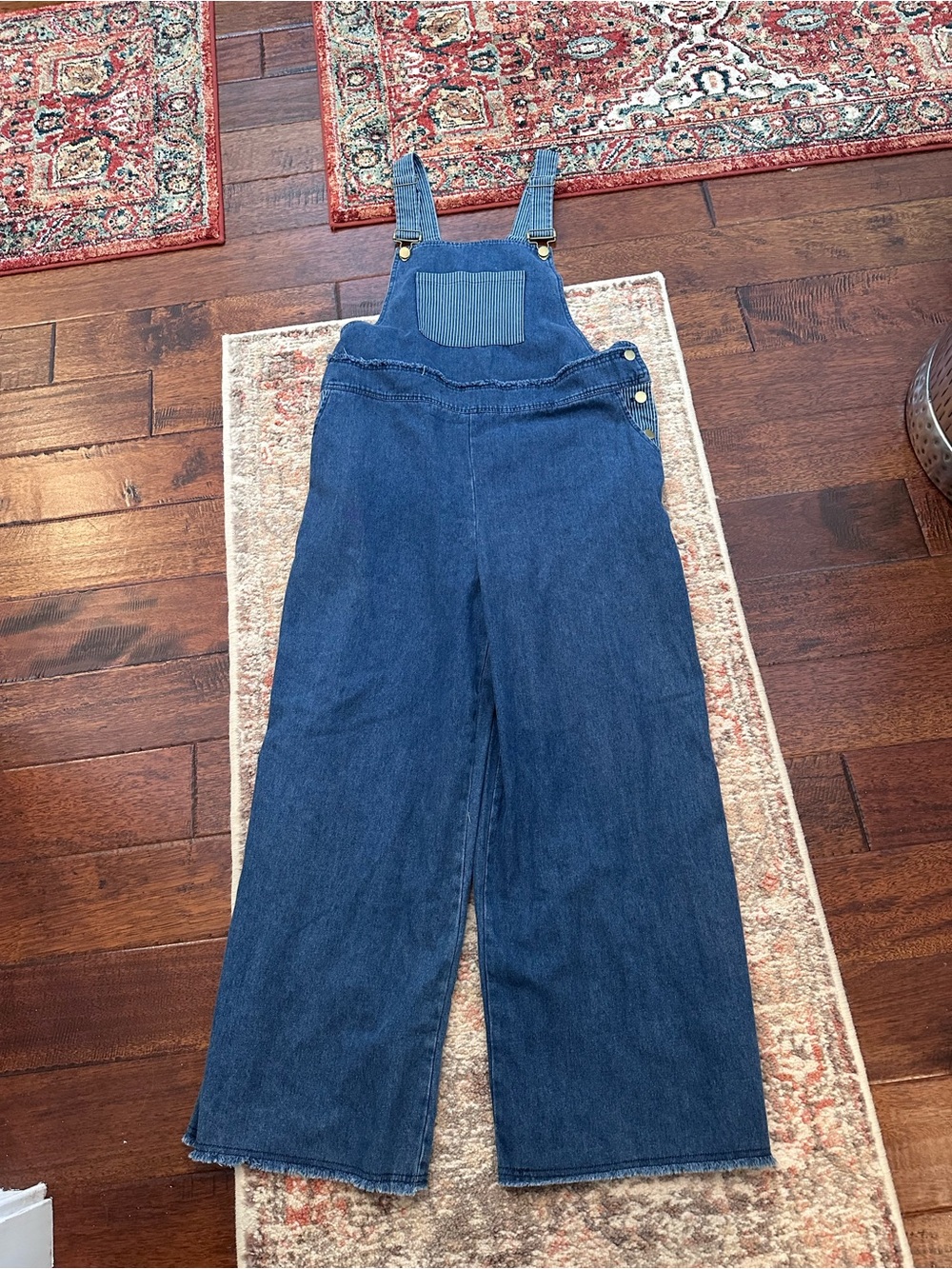JODIFL Dark Blue Wide-Leg Denim Overalls